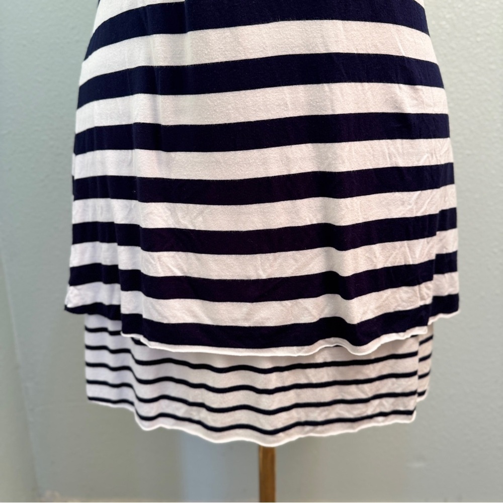 Chelsea & Theodore T Shirt Dress, Navy White Stripe, M, Lined, Rayon, Nautical​​ - Picture 2 of 11